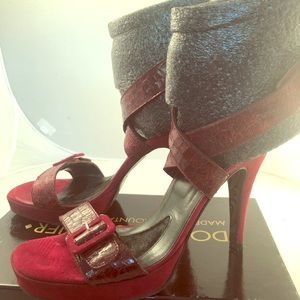 Red leather strappy sandals size 8.5